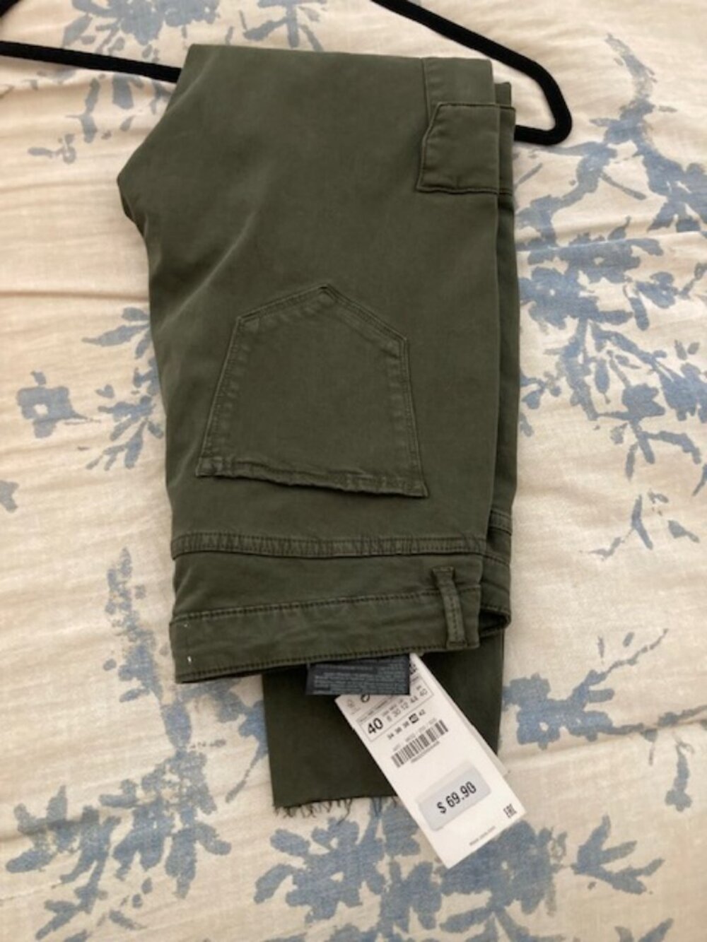 Zara Woman Denim Cargo Skinny Pants Zip Ankle NWT